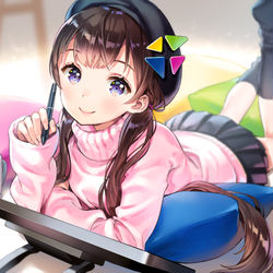 This is a pixiv picture whose title is お絵かき少女.