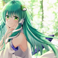 This is a pixiv picture whose title is 新緑と早苗さん.