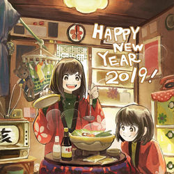 This is a pixiv picture whose title is 2019年あけおめ絵.