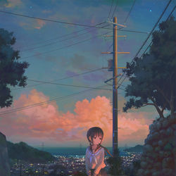 This is a pixiv picture whose title is 黄昏.