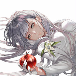 This is a pixiv picture whose title is アルビノ少女と禁断の果実.