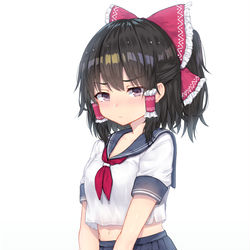 This is a pixiv picture whose title is 霊夢さんにセーラー服着てもらいました.