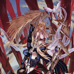 This is a pixiv picture whose title is Angel and Fallen.