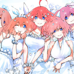 This is a pixiv picture whose title is *+中野家五つ子誕生日*+.