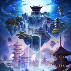 This is a pixiv picture whose title is 狐の国.