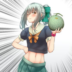 This is a pixiv picture whose title is 「夕張メロン！」.