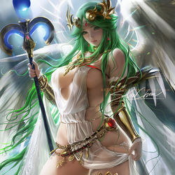 This is a pixiv picture whose title is 新光神话: 帕鲁迪娜 Palutena goddess.