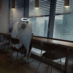 This is a pixiv picture whose title is とあるカフェ、天界15地区北口店にて.
