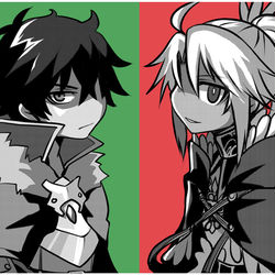 This is a pixiv picture whose title is 盾/槍の勇者の絵まとめ３.
