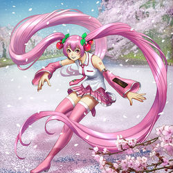 This is a pixiv picture whose title is 桜ミク.