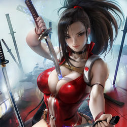 This is a pixiv picture whose title is 长大版八百万百 Older Momo.