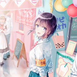 This is a pixiv picture whose title is 『三角の距離は限りないゼロ３』.