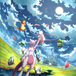 This is a pixiv picture whose title is ミュウツーとミュウ.