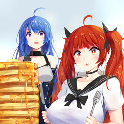 This is a pixiv picture whose title is ホノルルとパンケーキとヘレナ.