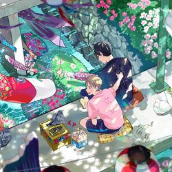 This is a pixiv picture whose title is 鯉のぼり釣り.