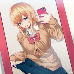 This is a pixiv picture whose title is ギャルJKに嫌な顔されながら自撮りおパンツ写真を送ってもらいたい.