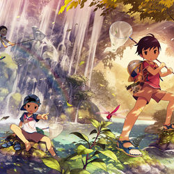 This is a pixiv picture whose title is 大滝のベニトンボ.