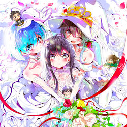 This is a pixiv picture whose title is 花嫁3人娘♪.