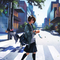 This is a pixiv picture whose title is Crosswalk.