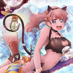 This is a pixiv picture whose title is 猫耳水着女子ボディーボーダーと愉快な仲間たち♪.