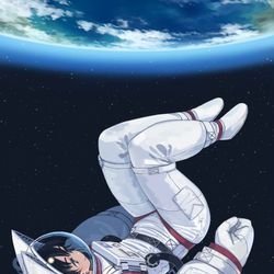 This is a pixiv picture whose title is 宇宙遊泳.