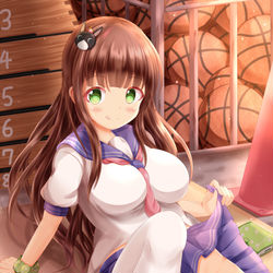 This is a pixiv picture whose title is 放課後の体育館倉庫で.