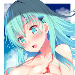 This is a pixiv picture whose title is 水着が小さかった鈴谷.