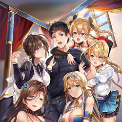 This is a pixiv picture whose title is はにとらっ! 召喚勇者をハメるハニートラップ包囲網.