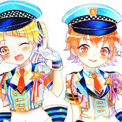 This is a pixiv picture whose title is 笑顔警察.