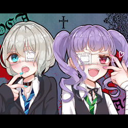 This is a pixiv picture whose title is 眼帯モカ&あこ✟.