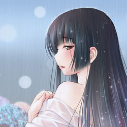 This is a pixiv picture whose title is 薄紅の雨.