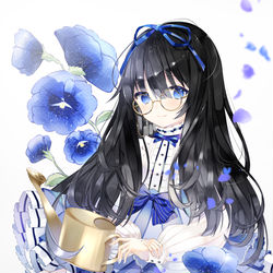 This is a pixiv picture whose title is ロリータドレスと青.