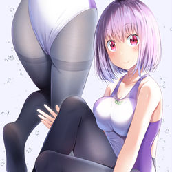 This is a pixiv picture whose title is 競泳水着＋タイツ＋新条アカネ＝神様.