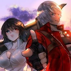 This is a pixiv picture whose title is ３のダンテとレディ.