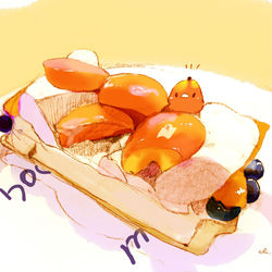 This is a pixiv picture whose title is びわケーキ.