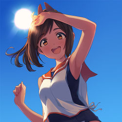 This is a pixiv picture whose title is 今日も暑かったね.