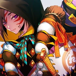 This is a pixiv picture whose title is 戦化粧.