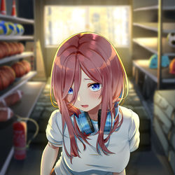 This is a pixiv picture whose title is 三玖と体育倉庫で.