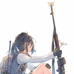 This is a pixiv picture whose title is 初の商業イラスト集「武装女子高生」.