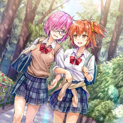 This is a pixiv picture whose title is なかよしJKぐだマシュ.