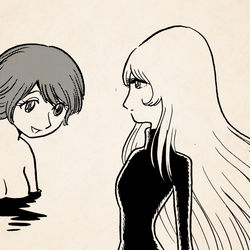 This is a pixiv picture whose title is つらいときには、メーテルと和登さんを描くと元気になる.