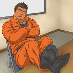 This is a pixiv picture whose title is 消防士　くすぐり.