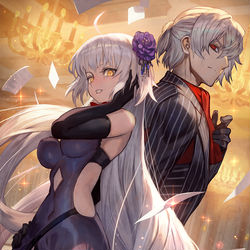 This is a pixiv picture whose title is 黒の二人.