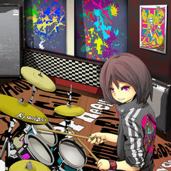 This is a pixiv picture whose title is ドラムねぇさんあらわる★.