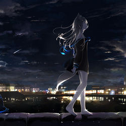This is a pixiv picture whose title is 願いに背を向けて.