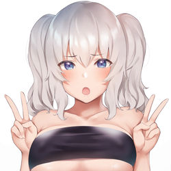 This is a pixiv picture whose title is 呆れ顔Wピース鹿島.