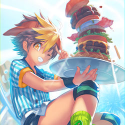 This is a pixiv picture whose title is 妹カフェ？こちとらわんぱくおとうとダイナーだい！.