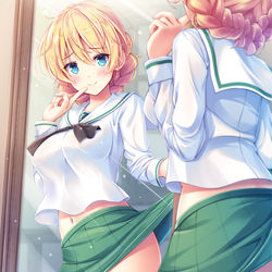 This is a pixiv picture whose title is 久々に大洗制服をこっそり着てみるダージリン.
