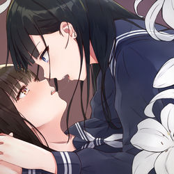 This is a pixiv picture whose title is 接吻.