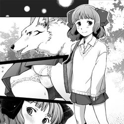 This is a pixiv picture whose title is 【TF】男の娘ひとおおかみ君で練習漫画.